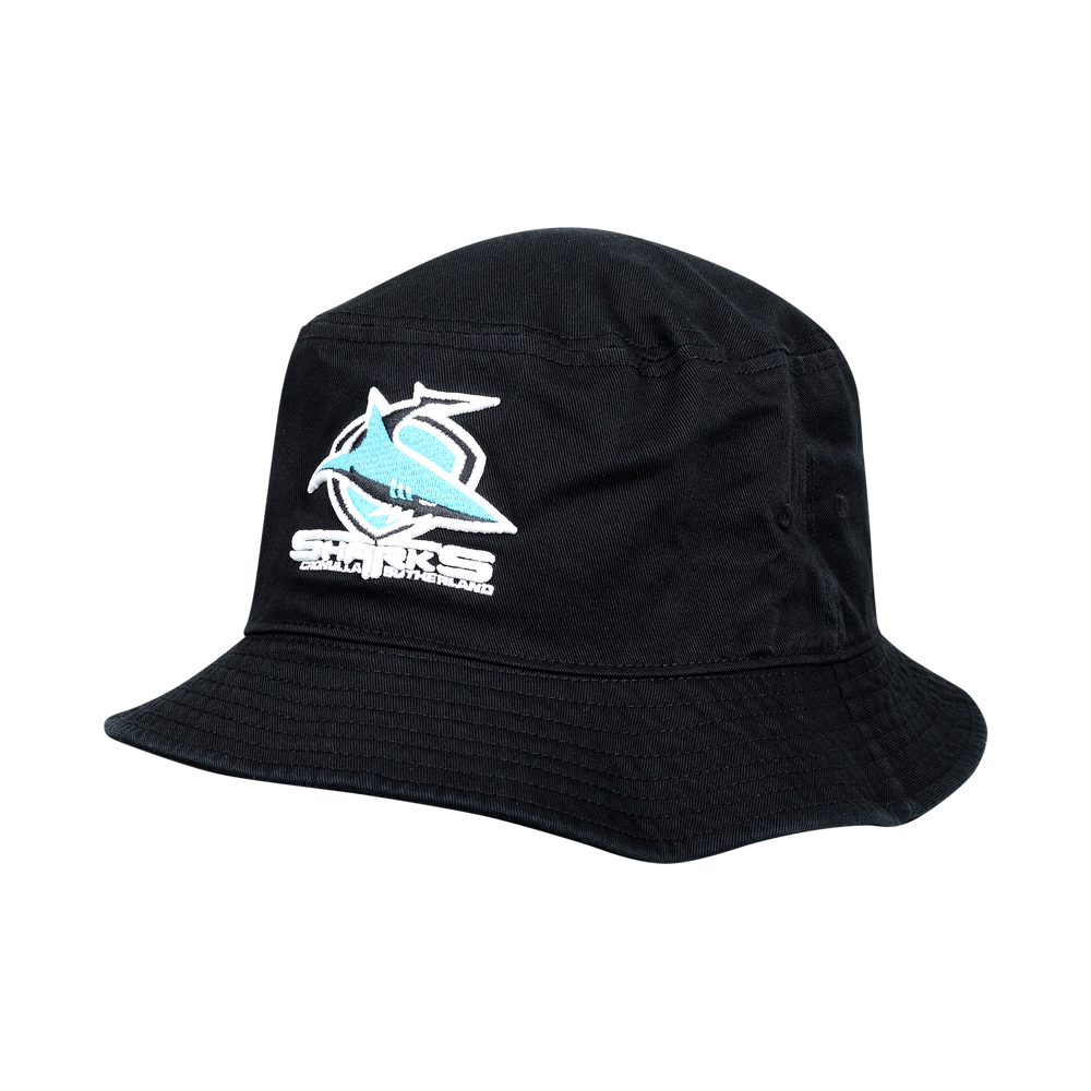 NRL Twill Bucket Hat - Cronulla Sharks - BLACK - Adult Size