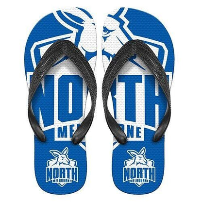 AFL Supporter Thongs - North Melbourne Kangaroos - Mens Size - Flip Flops - Shoe
