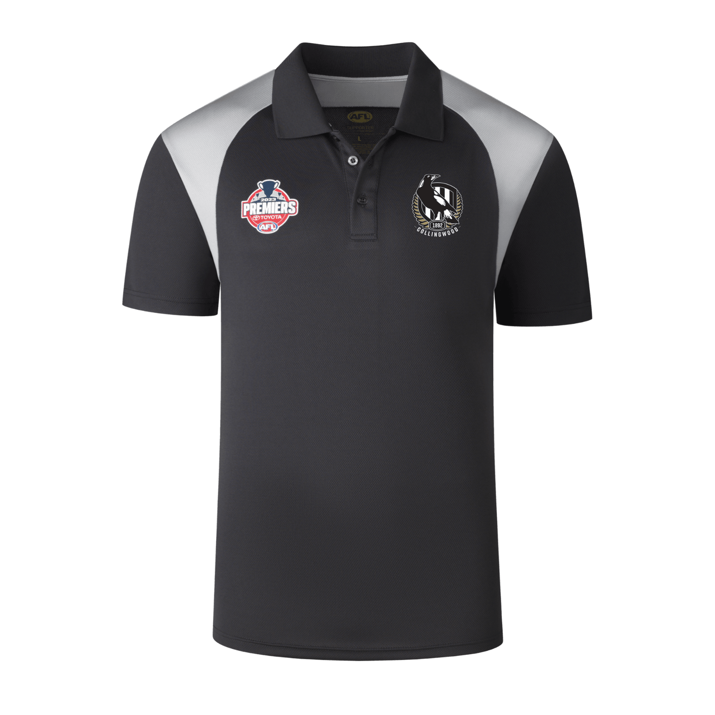 AFL 2023 PREMIERS POLO - CHARCOAL - COLLINGWOOD MAGPIES