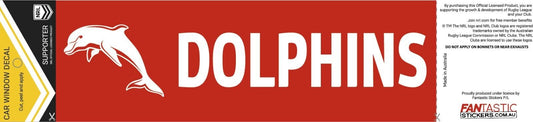 NRL Car Window Decal - Dolphins - Sticker 280mm