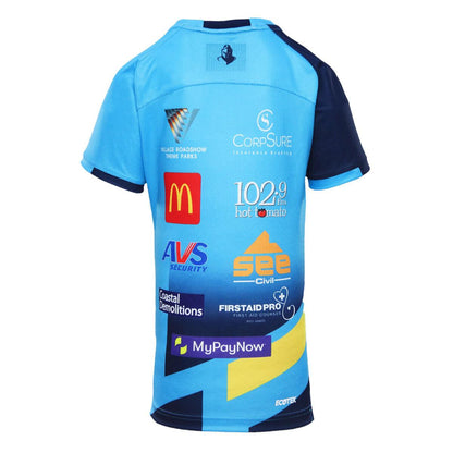 NRL 2024 Captains Run Tee - Gold Coast Titans - Cyan - Youth - Kids
