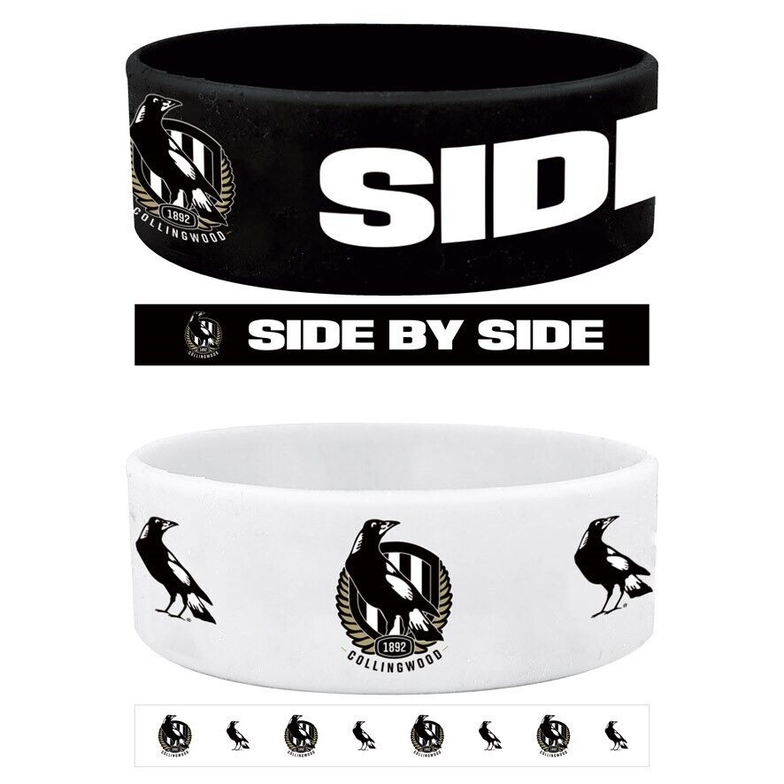 AFL Wrist Bands Set of 2 - Collingwood Magpies - Set of Two - Silicone Band