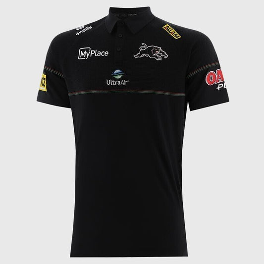 NRL 2025 Media Polo - Penrith Panthers - Black - Adult - Mens