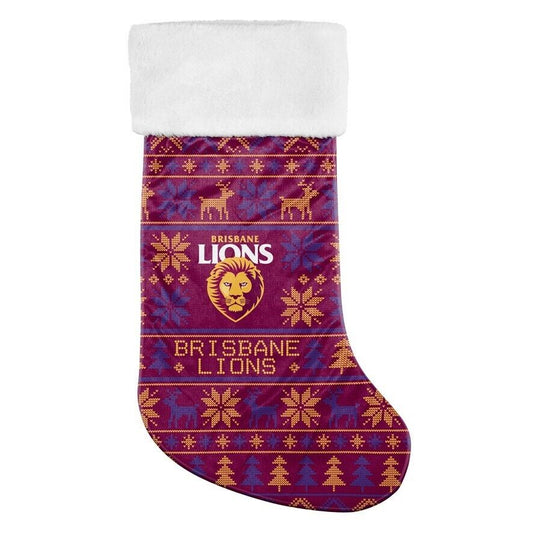 AFL Christmas Stocking - Brisbane Lions - Sweater Print - XMAS