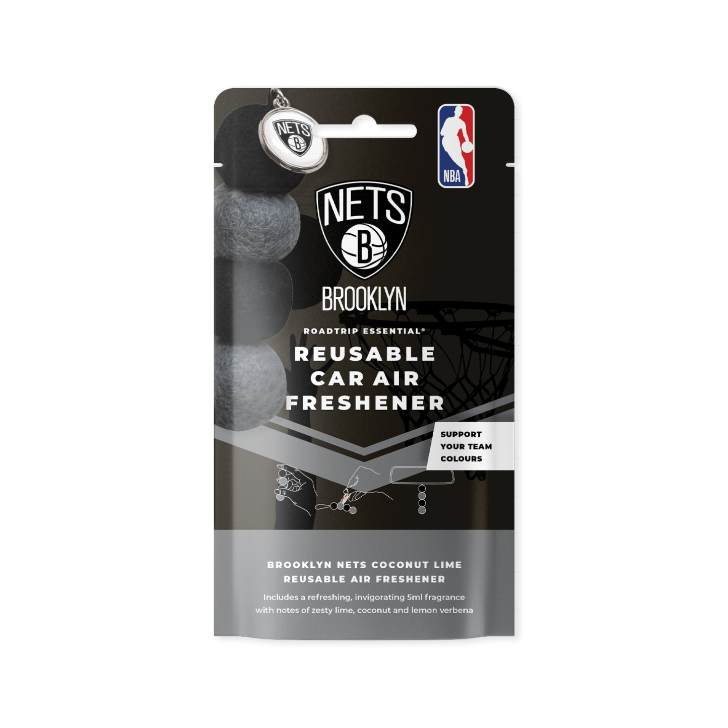 NBA Smelly Balls Set - Brooklyn Nets - Re-useable Car Air Freshener