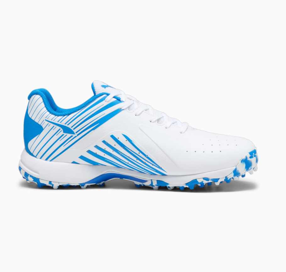 Puma 22 FH Rubber Sole Cricket Shoe - White/Ultra Blue -  Adult - Mens