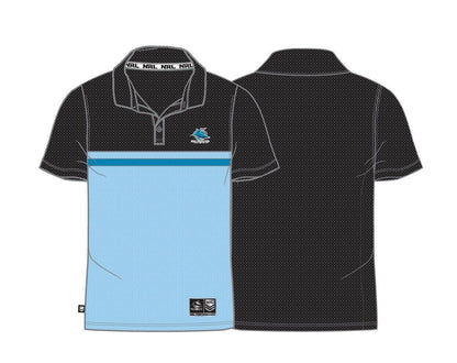 NRL Stripe Performance Polo Shirt - Cronulla Sharks - Mens