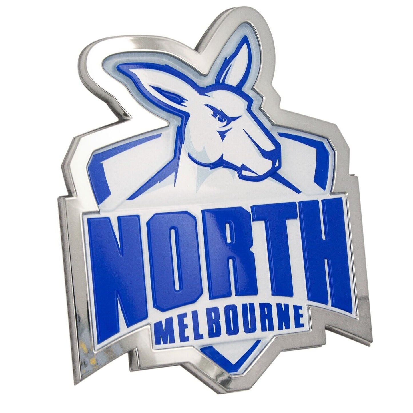 AFL 3D Chrome Emblem - North Melbourne Kangaroos - Supporter Car Badge