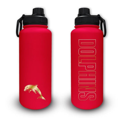 NRL Stainless Steel 960mL Drink Bottle - Dolphins - Double Walled