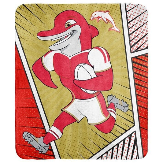 NRL Coral Mascot Blanket - Dolphins - 150x130cm - Rugby League