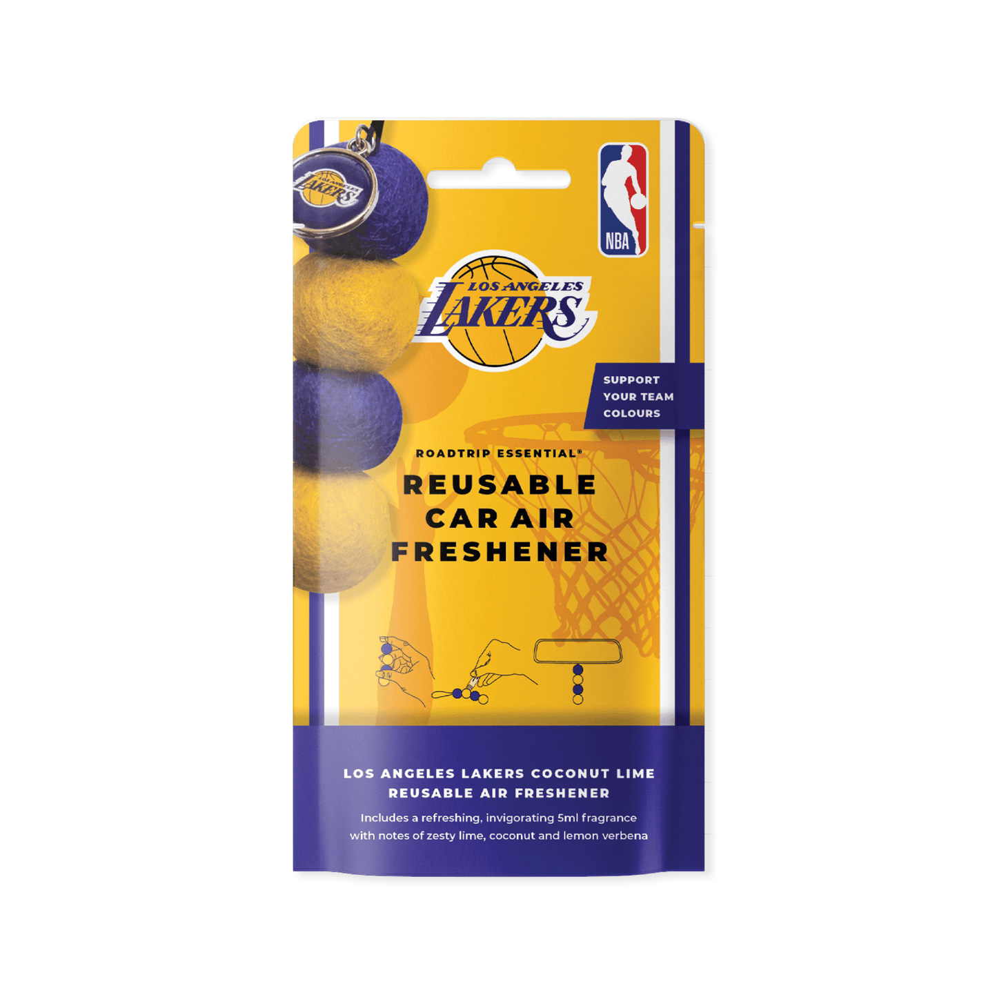 NBA Smelly Balls Set - Los Angeles Lakers - Re-useable Car Air Freshener