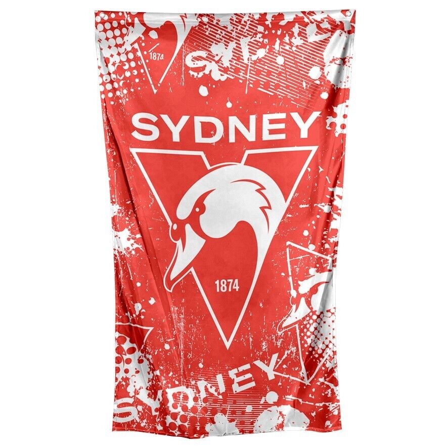 AFL Wall Flag Cape - Sydney Swans - 150cm x 90cm - Steel Eyelet For Hanging