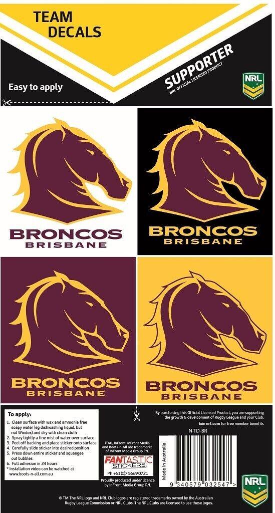 NRL Team Decal Sticker Set - Brisbane Broncos