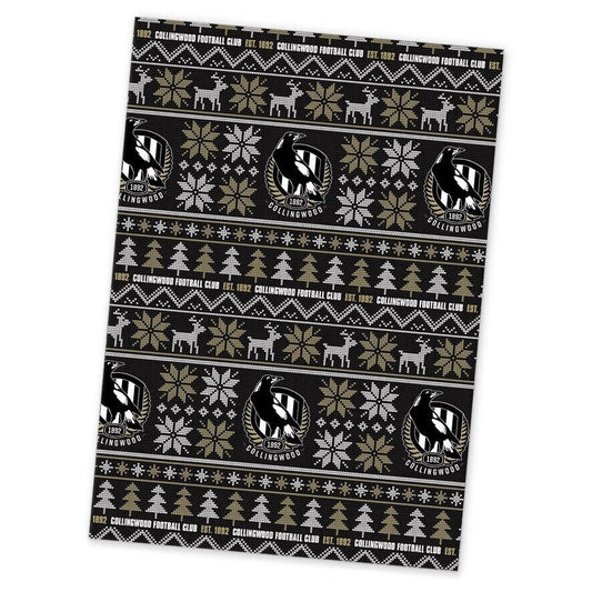 AFL Christmas Wrapping Paper - Collingwood Magpies - XMAS - 49cm X 69cm