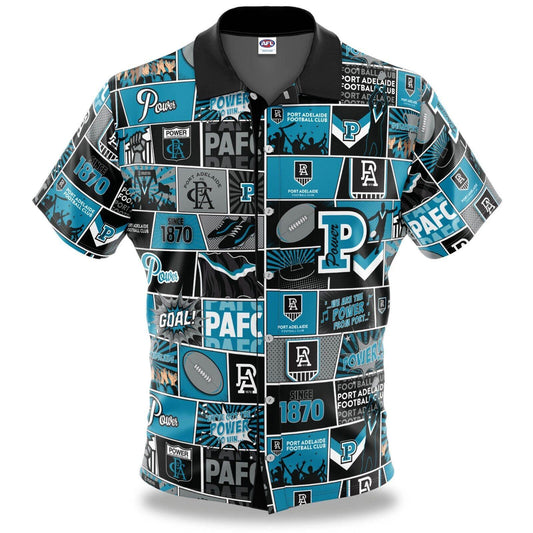 AFL Fanatics Button Up Polo Shirt - Port Adelaide Power - Aussie Rules
