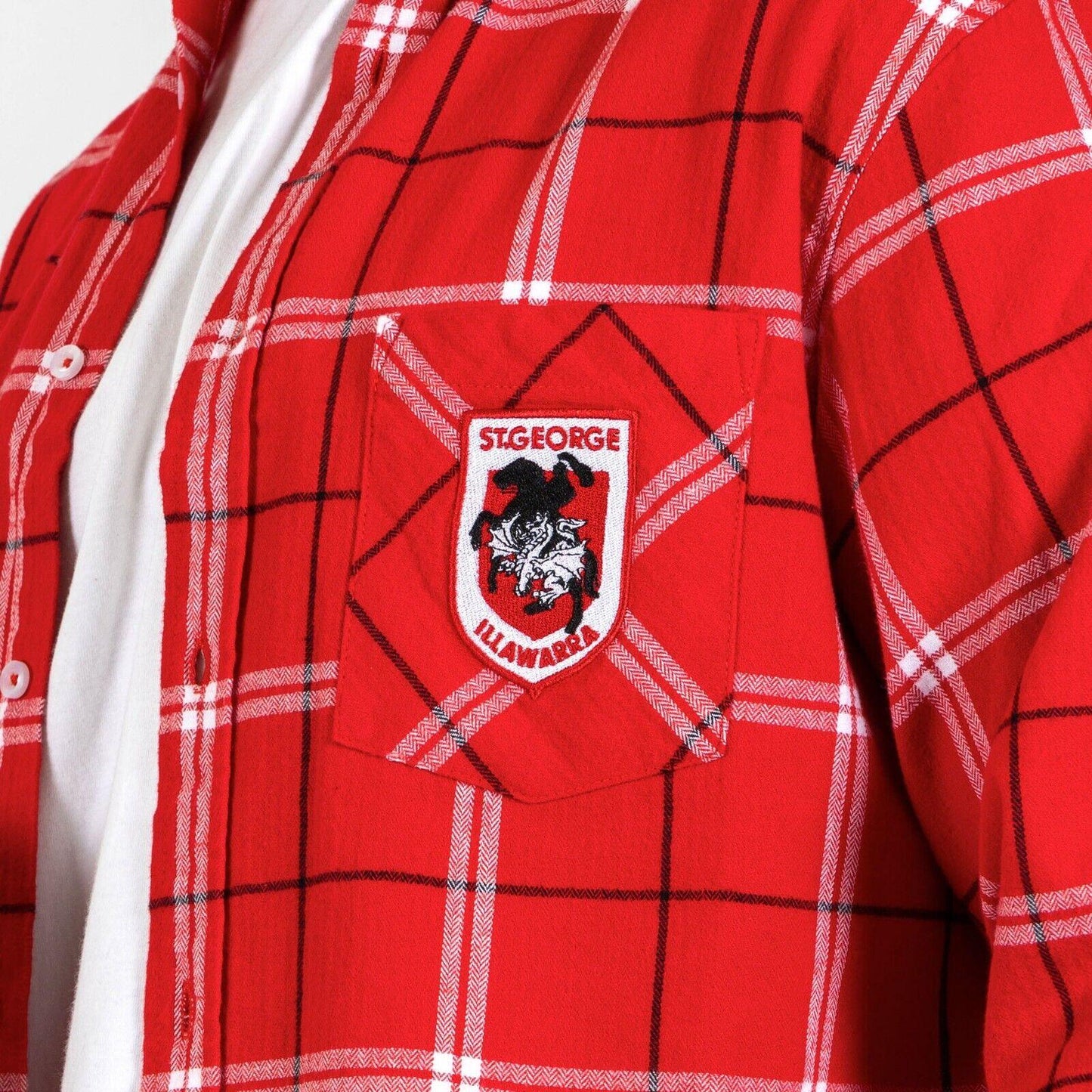NRL 'Mustang' Flannel Polo - St George Illawarra Dragons - Flanno Shirt