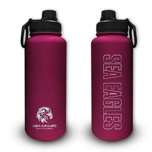 NRL Stainless Steel 960mL Drink Bottle - Manly Sea Eagles - Double Walled