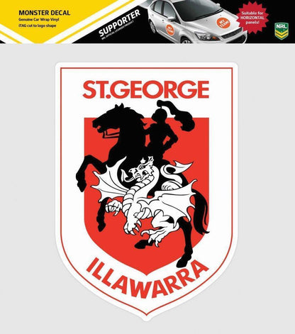 NRL Car Monster Decal - St George Illawarra Dragons - Sticker - Team Logo -470mm