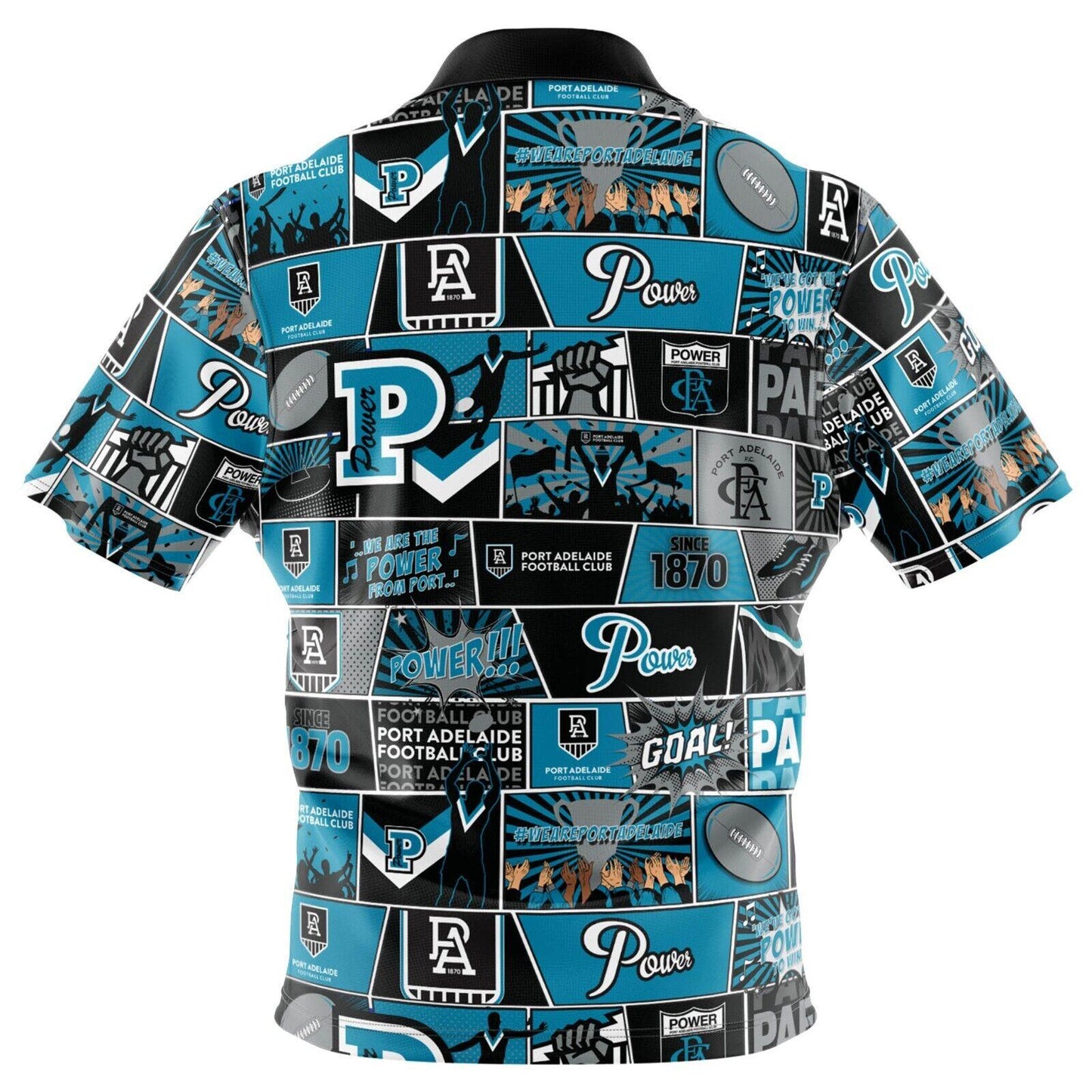 AFL Fanatics Button Up Polo Shirt - Port Adelaide Power - Aussie Rules
