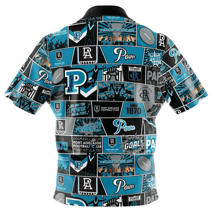 AFL Fanatics Button Up Polo Shirt - Port Adelaide Power - Aussie Rules