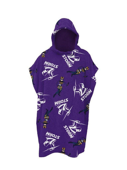 NRL Youth Hooded Towel - Melbourne Storm - Kids - Beach Bath - OSFM