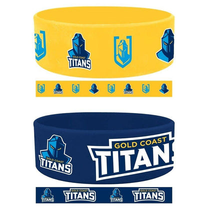 NRL Wrist Bands Set of 2 - Gold Coast Titans - Set of Two - Silicone Band