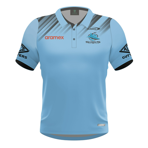 NRL 2024 Players Polo - Cronulla Sharks - Blue - Adult - Mens