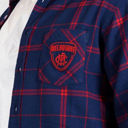 AFL 'Mustang' Flannel Polo - Melbourne Demons - Flanno Shirt - Flannelette