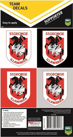 NRL Team Decal Sticker Set - St George Illawarra Dragons