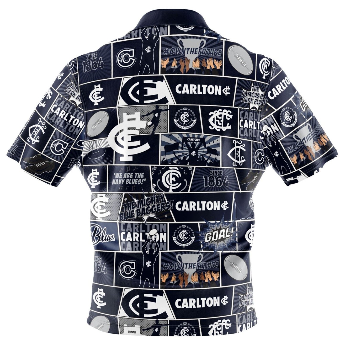 AFL Fanatics Button Up Polo Shirt - Carlton Blues - Aussie Rules