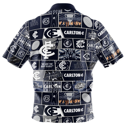 AFL Fanatics Button Up Polo Shirt - Carlton Blues - Aussie Rules
