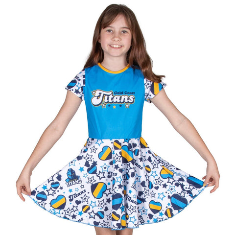 NRL Heartbreaker Dress - Gold Coast Titans - Girls - Toddler - Kid