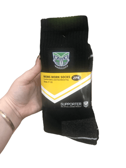 NRL Work Socks - NEW LOGO - New Zealand Warriors - Two Pack