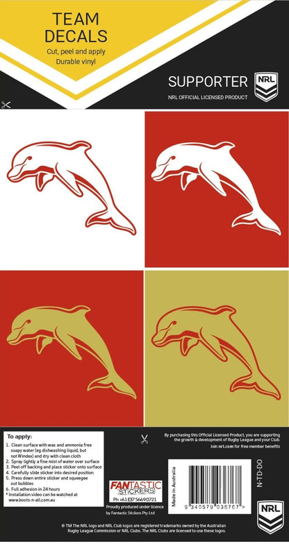 NRL Team Decal Sticker Set - Dolphins - Set of 4 - Team logo