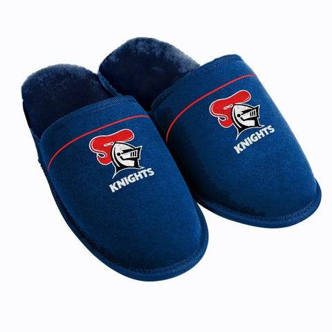 NRL Supporter Slippers - Newcastle Knights - Mens Size - Fluffy Winter Shoe