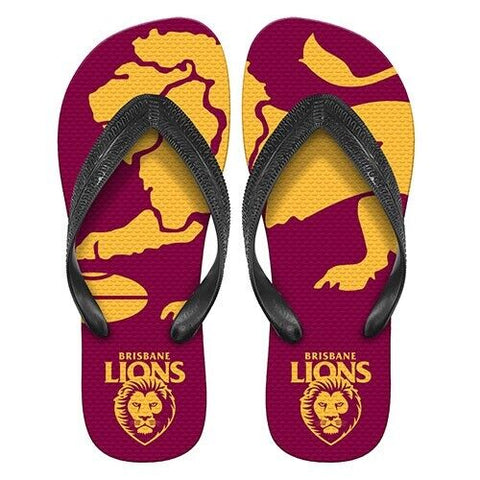 AFL Supporter Thongs - Brisbane Lions - Mens Size - Flip Flops - Shoe