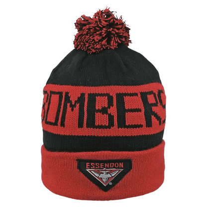 AFL Bar Beanie - Essendon Bombers - Winter Hat - Adult - OSFM