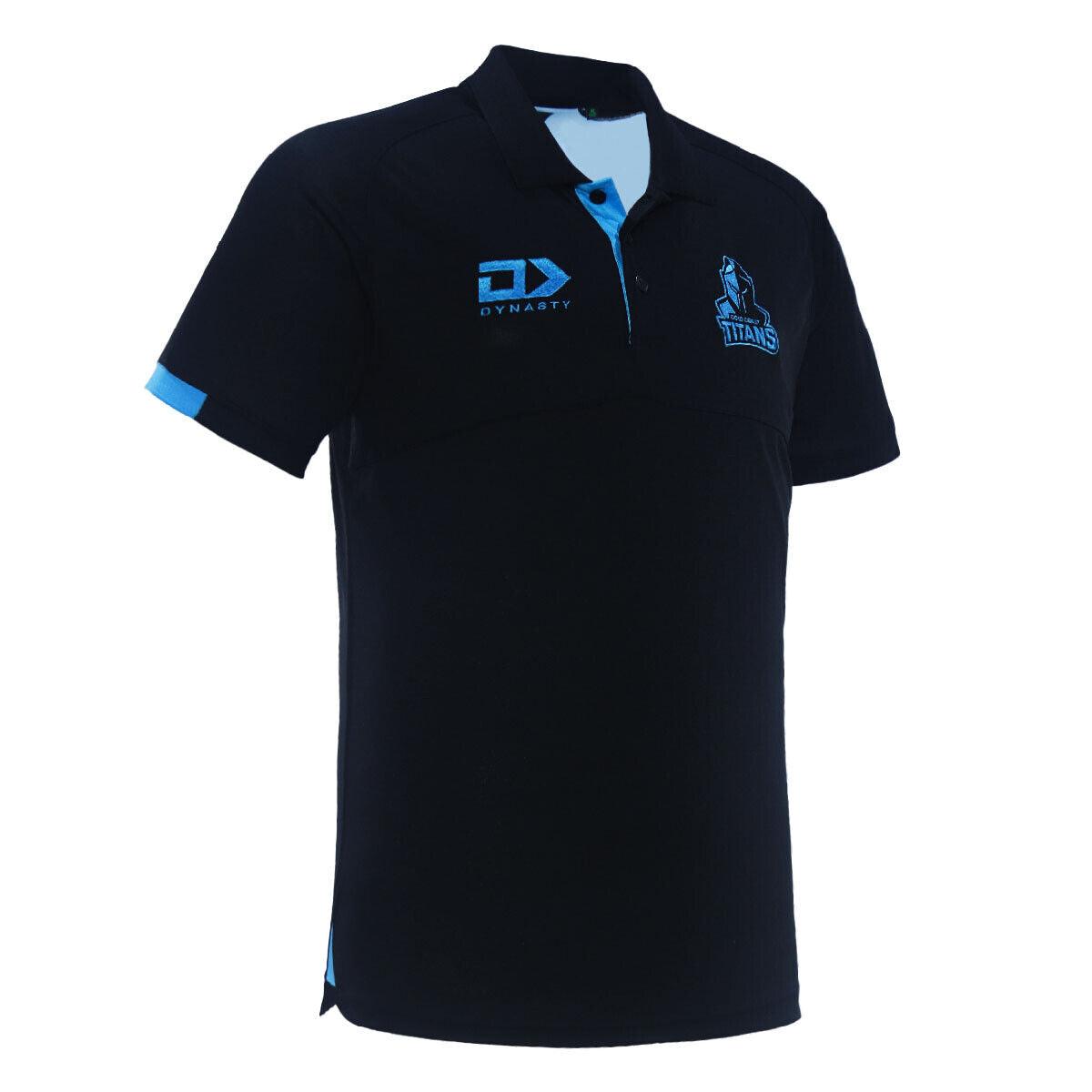 NRL 2024 Travel Polo - Gold Coast Titans - Black - Adult - Mens