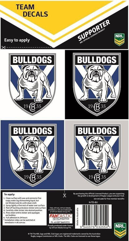 NRL Team Decal Sticker Set - Canterbury Bulldogs