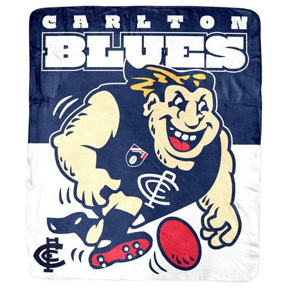 AFL Coral Mascot Blanket - Carlton Blues - 150x130cm - Throw Rug