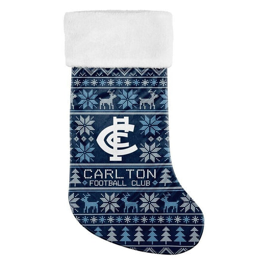 AFL Christmas Stocking - Carlton Blues - Sweater Print - XMAS