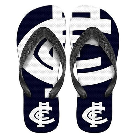 AFL Supporter Thongs - Carlton Blues - Mens Size - Flip Flops - Shoe
