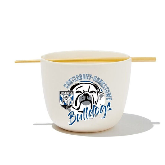 NRL Noodle Bowl with Chopsticks - Canterbury Bulldogs - Ceramic - 490ml Capacity
