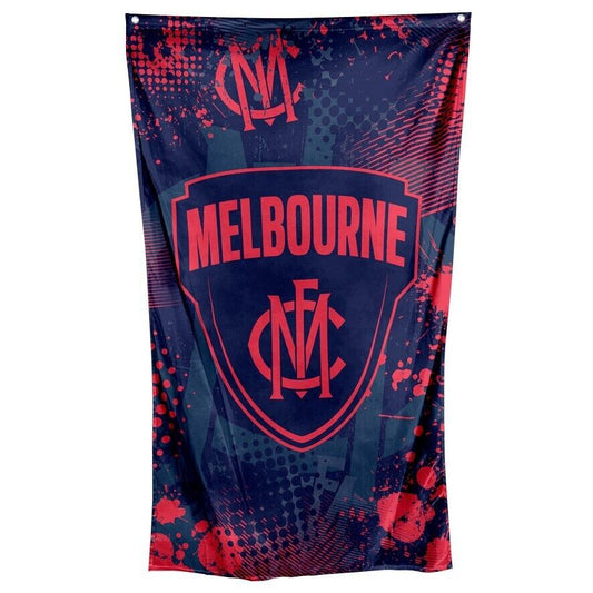 AFL Wall Flag Cape - Melbourne Demons - 150cm x 90cm - Steel Eyelet For Hanging