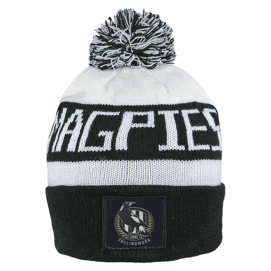 AFL Bar Beanie - Collingwood Magpies - Winter Hat - Adult - OSFM