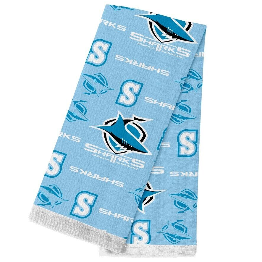 NRL Team Supporter Cotton Tea Towel - Cronulla Sharks - 40cm x 60cm