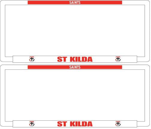 AFL Car Number Plate Frame Set Of Two - St Kilda Saints - Front/Back