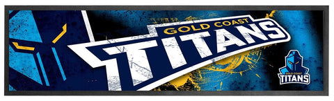 NRL Logo Bar Runner - Gold Coast Titans - Bar Mat - 25cm x 90cm