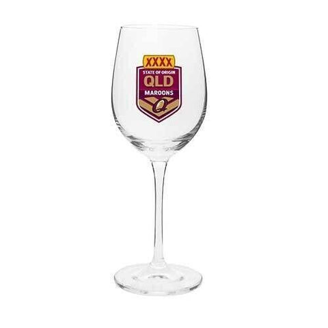NRL Wine Glass - Queensland Maroons - Gift Box Included - State Of Origin - QLD