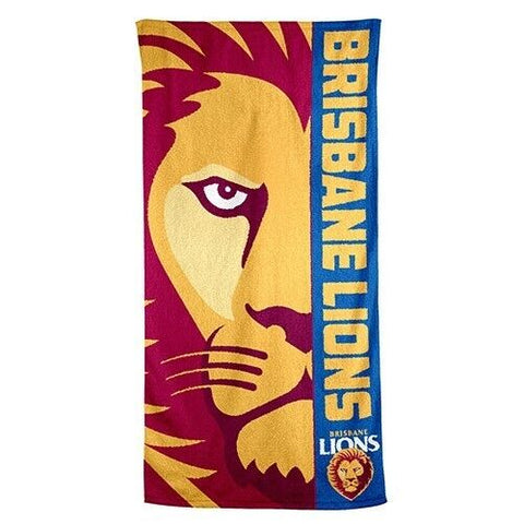 AFL Beach Towel - Brisbane Lions - Bath - Team Logo - 150cm x 75cm